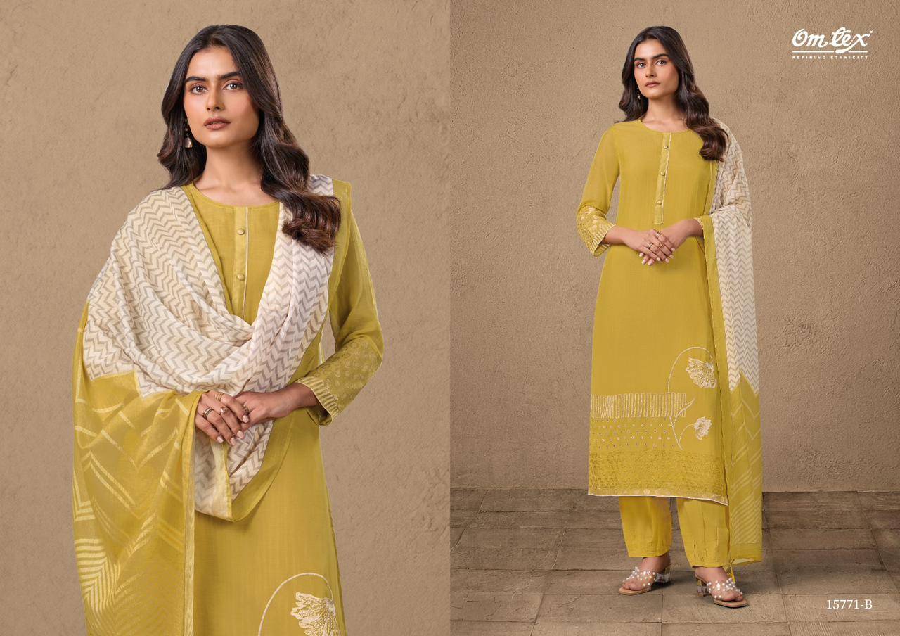 NAVATMANI By OMTEX Beautiful Festive Suits Stylish Colorful Fancy Casual Wear MAL CHANDERI SILK Digital Print Dresses At Wholesale Price
